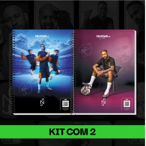 Kit 2 Cadernos Oficial Neymar jr Com 1 Caderno de 10 Matérias e 1 Cadernos de 1 Matéria