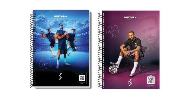 Kit 2 Cadernos Oficial Neymar jr Com 1 Caderno de 10 Matérias e 1 Cadernos de 1 Matéria